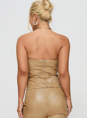 Anaheim Strapless Top Beige