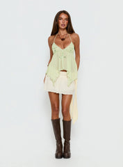 Wistie Asymmetrical Beaded Top Green