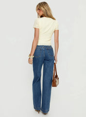 Goldie High Rise Wide Leg Jeans Mid Blue Wash