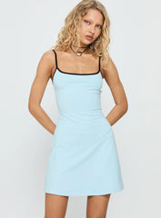 Distinguished Contrast Mini Dress Blue / Brown