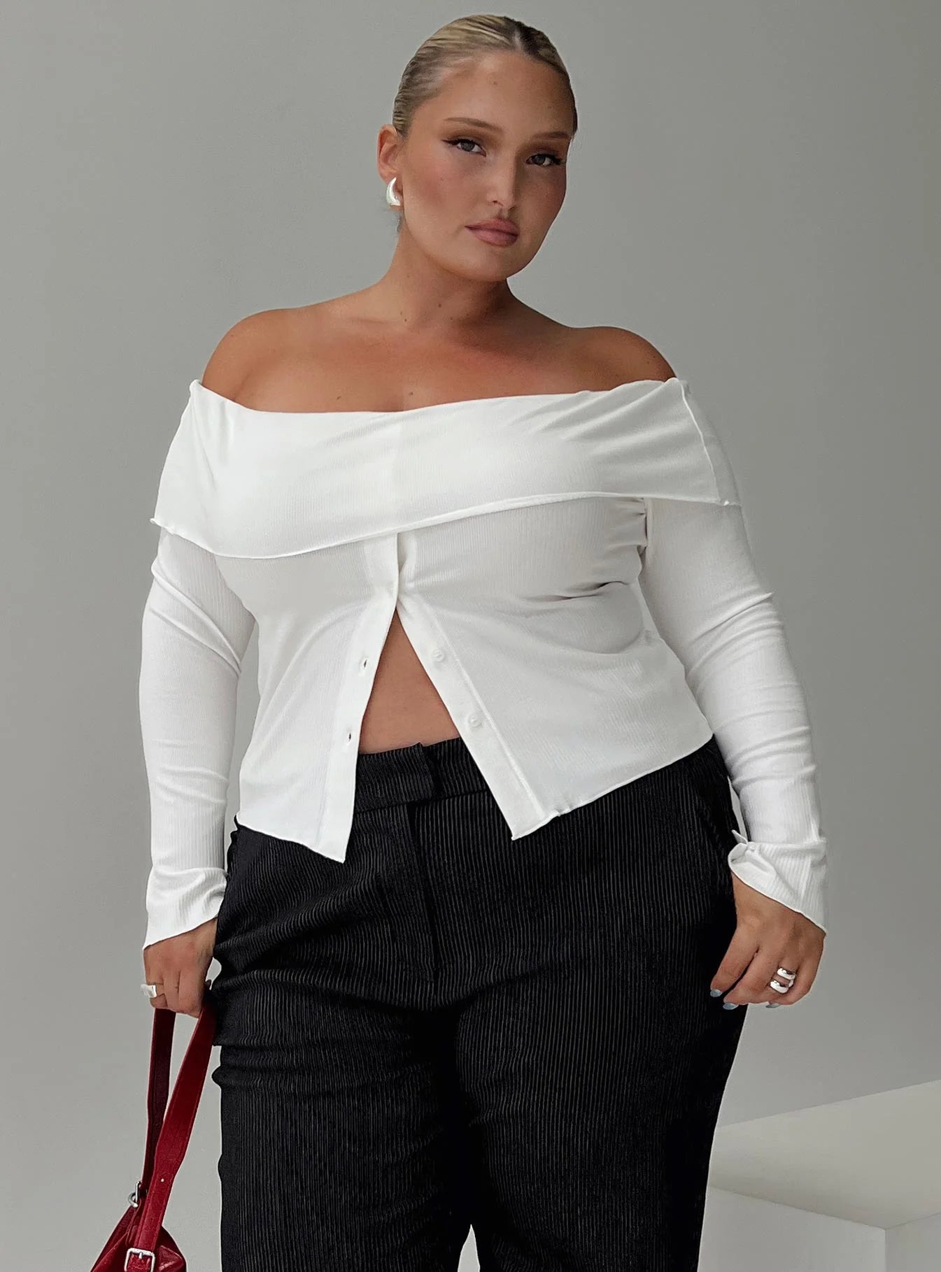 Parveen Off The Shoulder Top White Curve