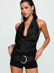 Cash Or Credit Cowl Neck Top Black
