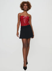 Winnick Strapless Lace Top Red