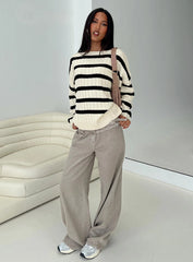 Elenita Wide Neck Knit Sweater Black White