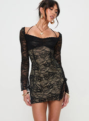 Aubriella Lace Mini Dress Black
