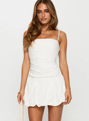 Scene Stealer Bubble Hem Mini Dress White