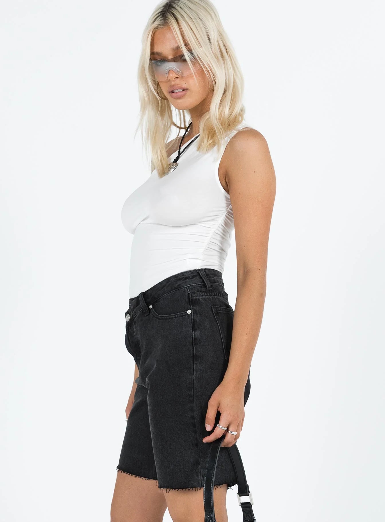 Xena Long Denim Shorts Black
