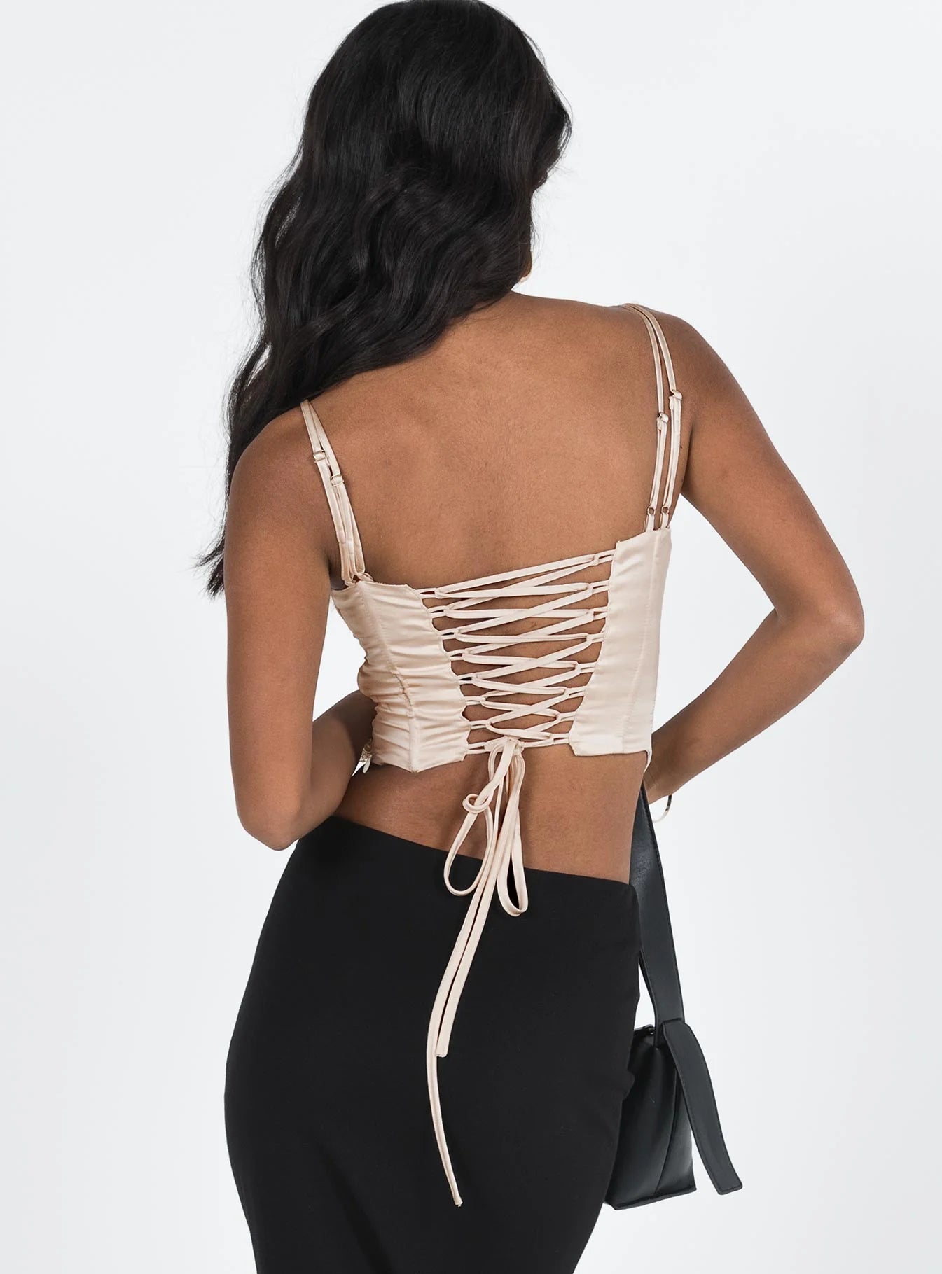 Zora Satin Corset Top Champagne