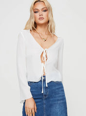 Frelle Long Sleeve Tie Top White