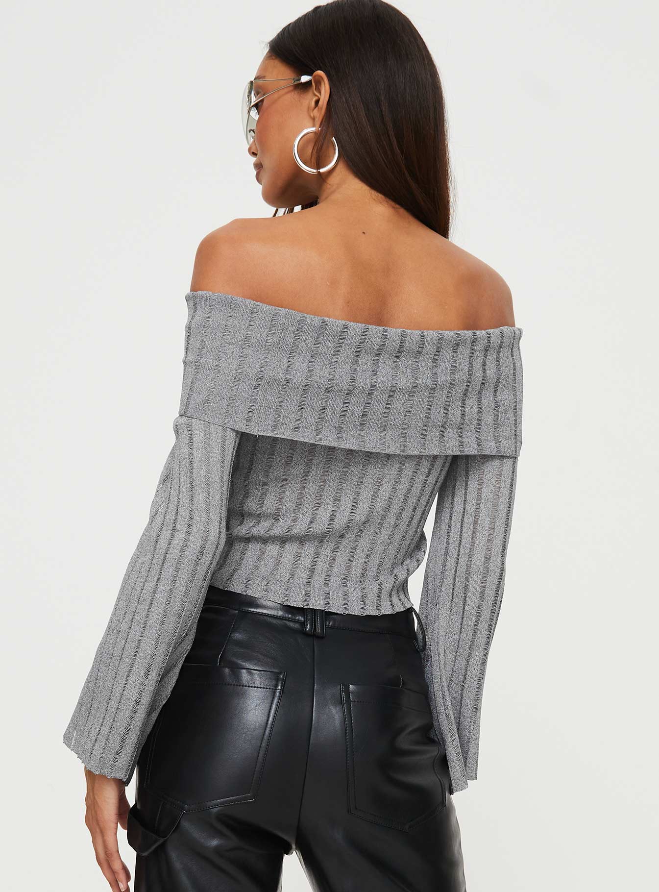 Sorrel Off The Shoulder Top Grey