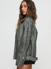 Kings Court Faux Leather Jacket Green