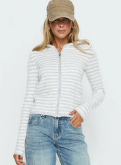 Superstars Zip Through Hoodie Grey / Cream Stripe
