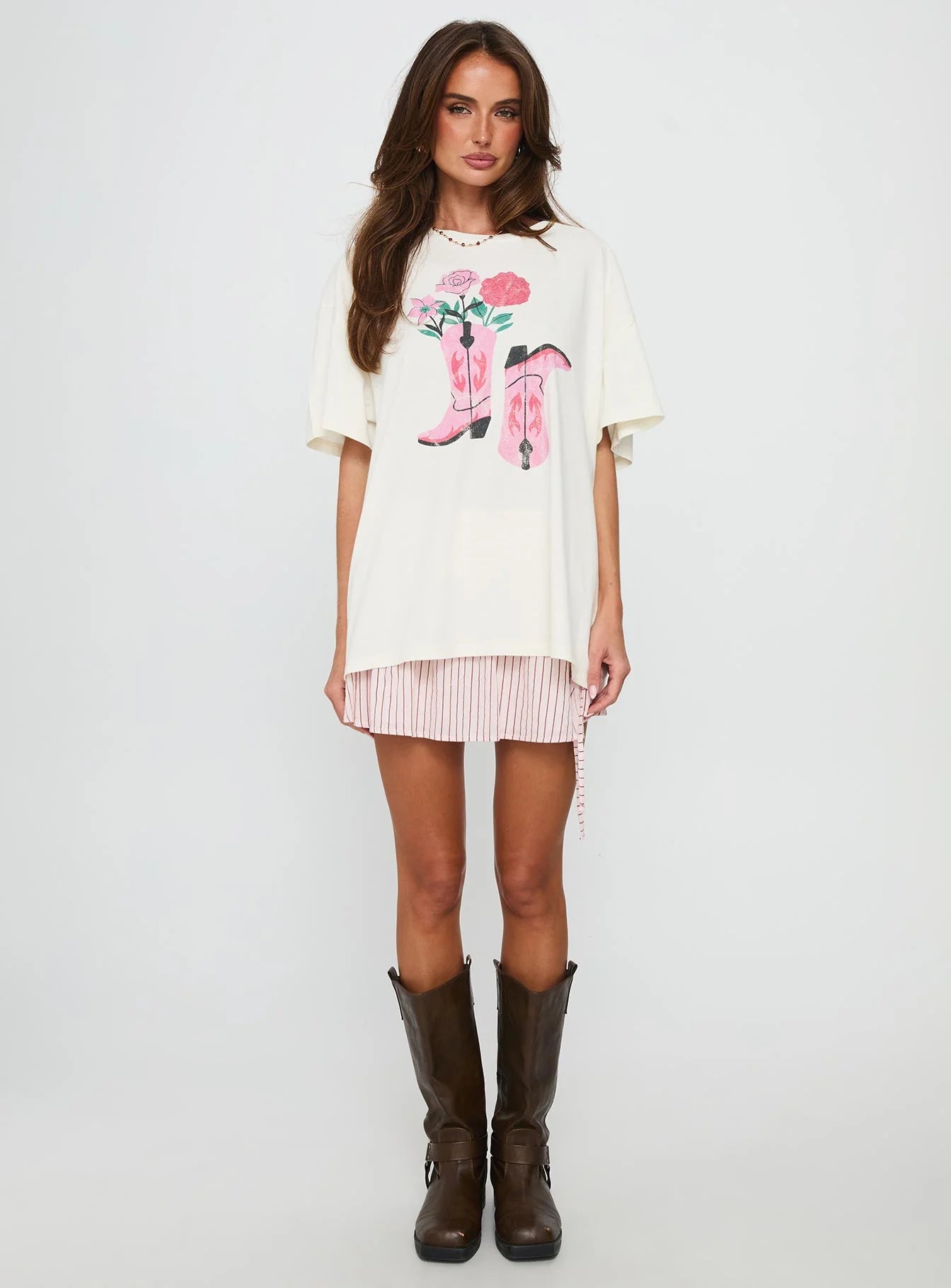 Lassie Girl Oversized Graphic Top Cream