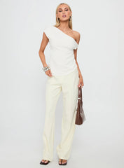 Kaylani One Shoulder Drape Top White