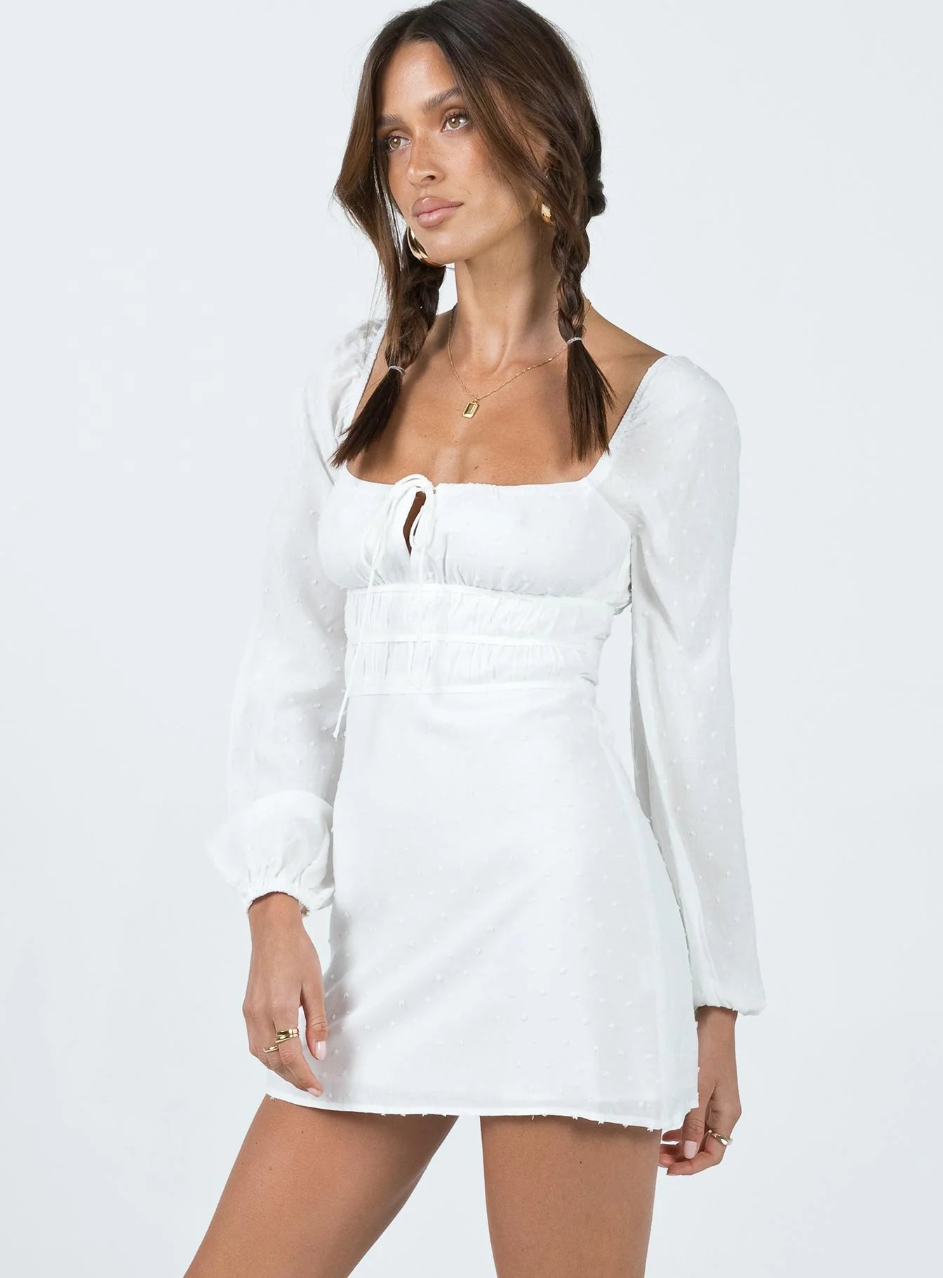 Loreli Long Sleeve Mini Dress White