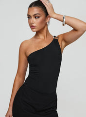 Talija One Shoulder Bodysuit Black