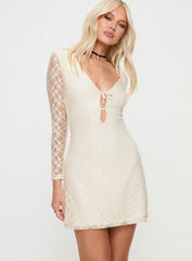 Kael Long Sleeve Mini Dress Cream