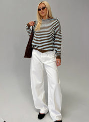 Kaio Mid Rise Barrel Leg Denim Jeans White