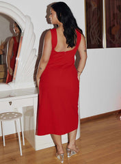 Metrick Midi Dress Red Curve