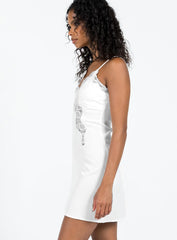 Agnola Lace Trim Mini Dress White