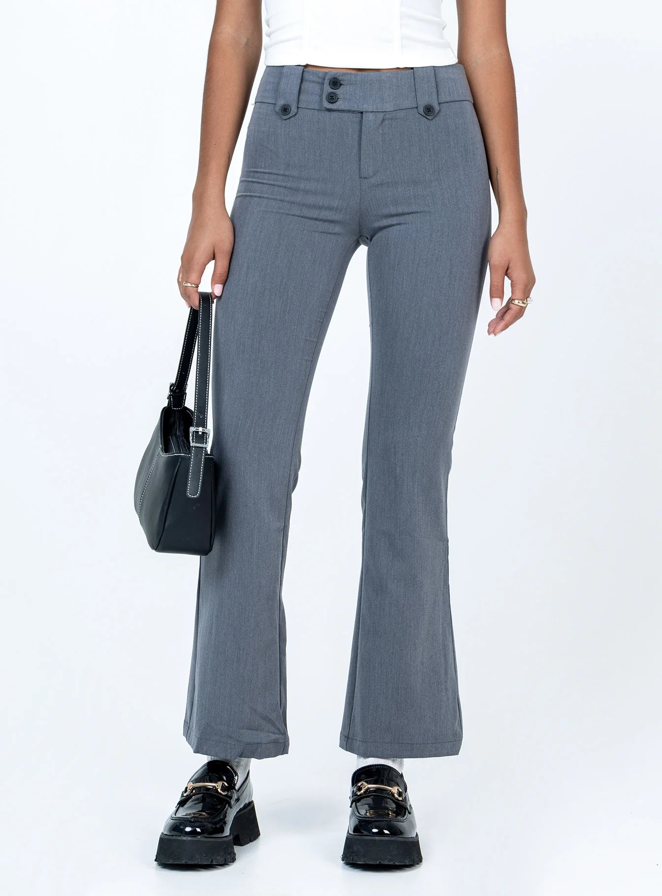 Yianna Low Waist Flare Pants Grey