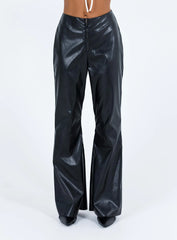 Valla Faux Leather Flare Pants Black
