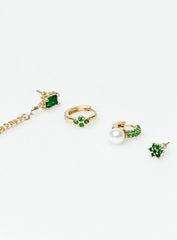 Athina Earring Pack Gold / Green
