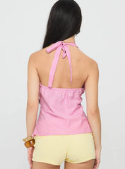 Enough Time Halter Top Pink Stripe