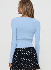 Ophira Twist Detail Long Sleeve Top Blue