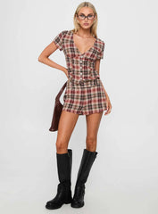 Odera Short Red Check