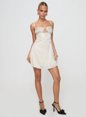 Decipher Satin Mini Dress Ivory