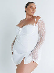 Ashwood Lace Sleeve Mini Dress White Curve