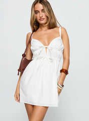 Viviette Ruched Mini Dress White
