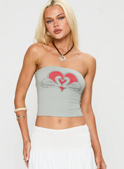 Swan Song Strapless Top Blue / Grey