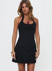 Mallorie Halter Mini Dress Black
