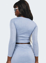 Bold Move Long Sleeve Top Blue Lurex