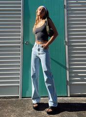 Morala Wide Leg Cargo Jeans Light Wash Denim