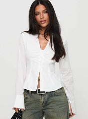 Elowenn Long Sleeve Top White