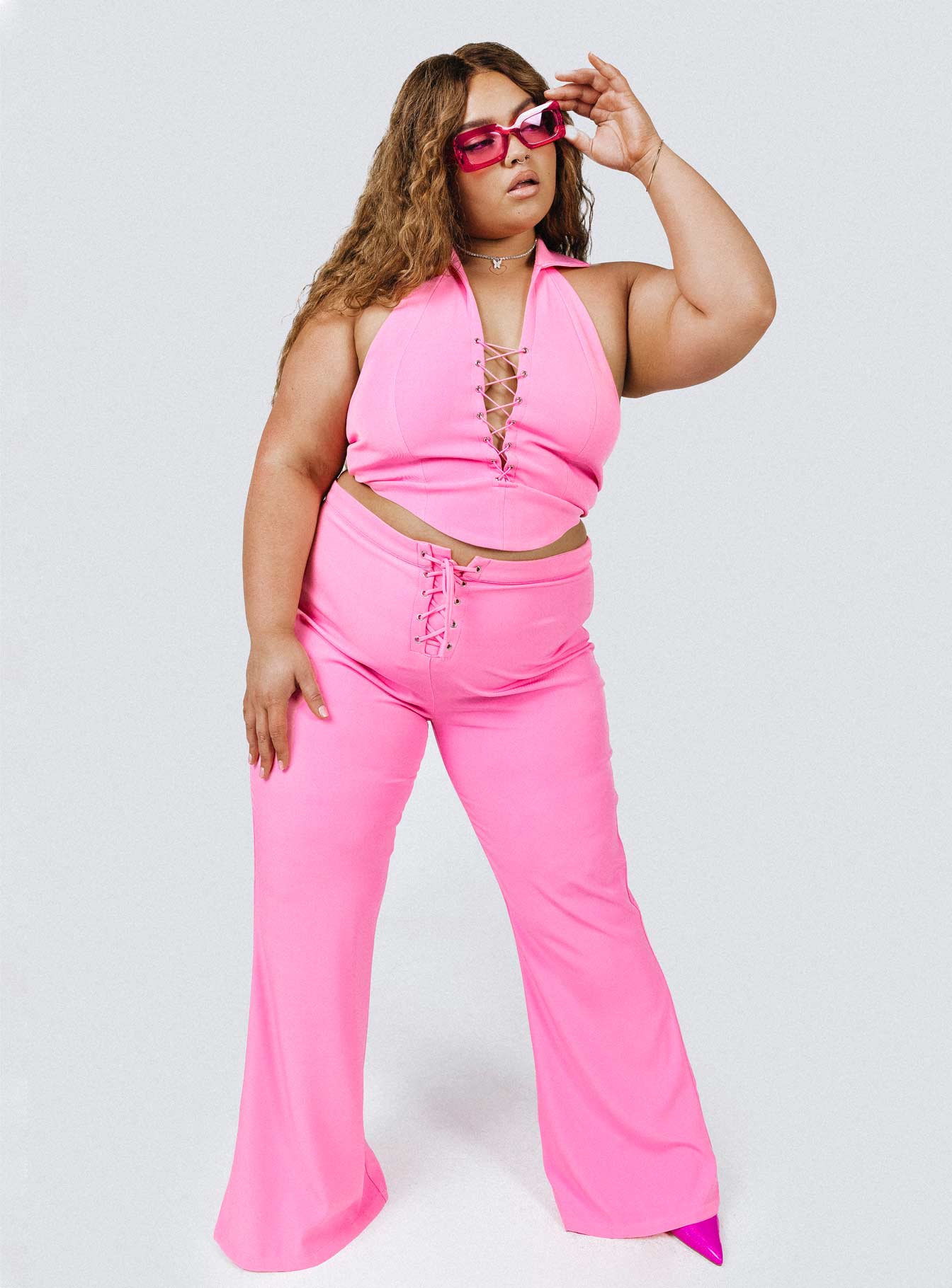 Marcia Vest Top Pink Curve