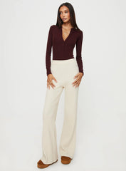 Kandis Long Sleeve Bodysuit Burgundy