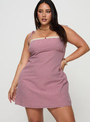 Burkes Mini Dress Red Check Curve