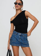 Pacific Coast Denim Cargo Skirt Dark Wash