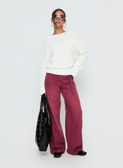 Reannon Wide Neck Knit Sweater White