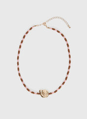Danyel Beaded Necklace Pink Brown