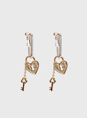 Lock Key Earrings Gold