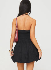 Zafira Strapless Bubble Hem Mini Dress Black