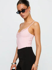Aetherial Lace Detail Bodysuit Pink