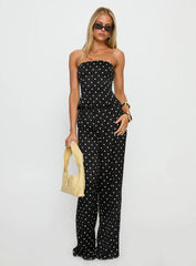 Powdered Sugar Strapless Set Black Polka