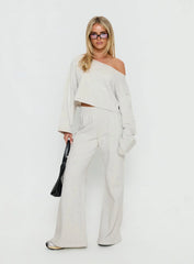 Retreat Raw Edge Off Shoulder Jumper Snow Marle