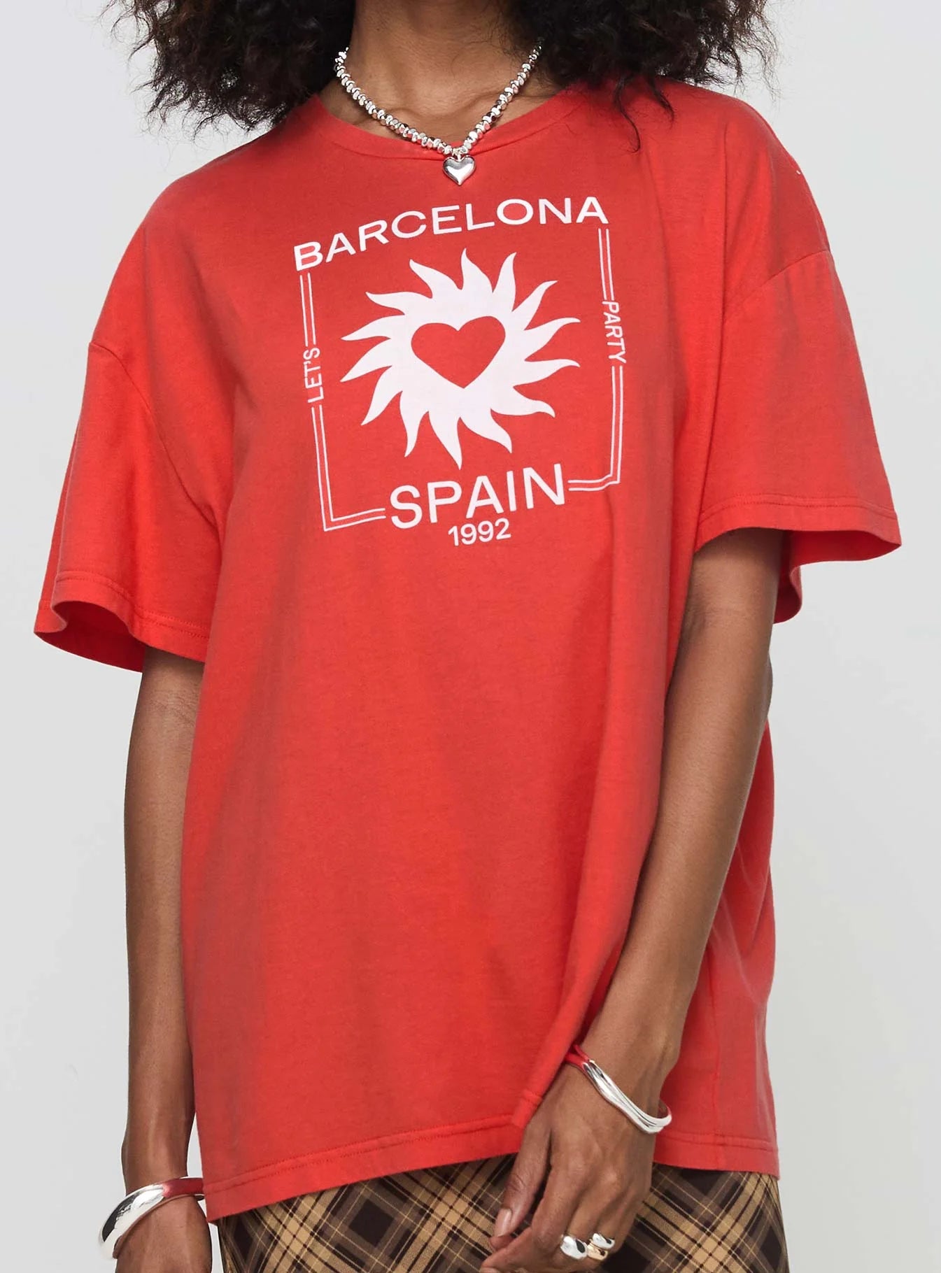 Party In Barcelona Oversized Tee Red